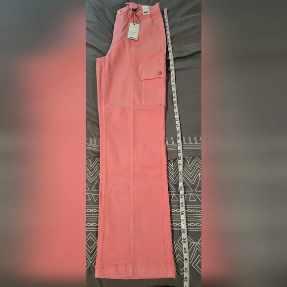 Judy Blue Pink High Rise Cargo Straight Jeans Size 11/30 - Picture 2 of 11